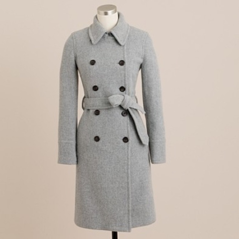 J. Crew Boulevard Wool Stadium-Cloth Trench Coat - Sz 0 - Picture 3 of 12